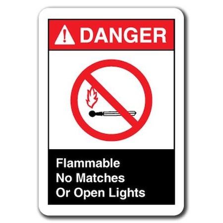 Signmission 10 in Height, Plastic, ANSI-710DS Flammable No Matches, ANSI-710DS Flammable No Matches ANSI-710DS Flammable No Matches